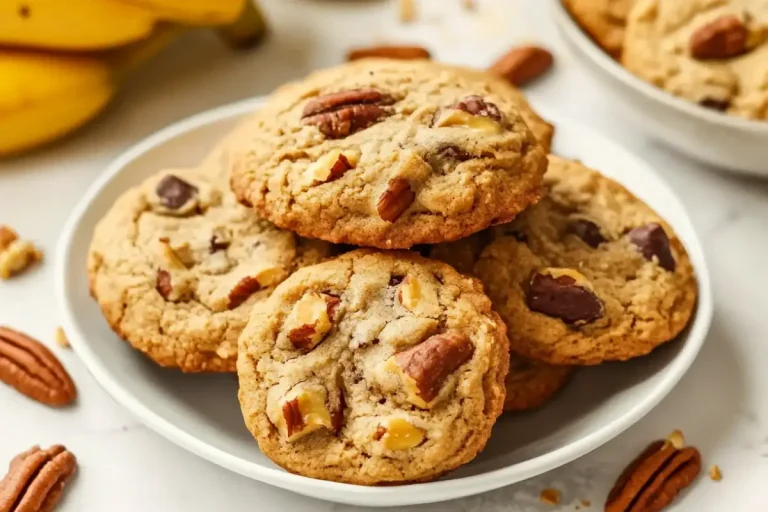 Cookies healthy banane, beurre de cacahuète et noix de pécan