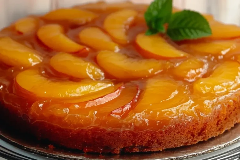 Gâteau renversé aux pêches