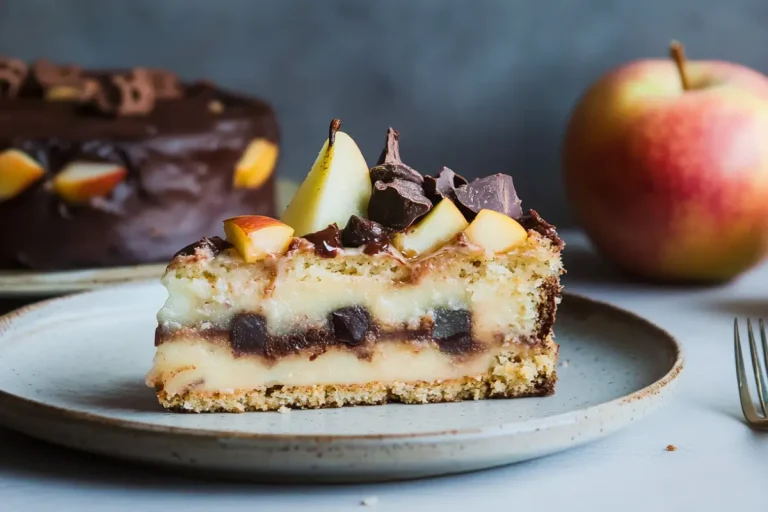 Gâteau invisible poire, pomme et chocolat