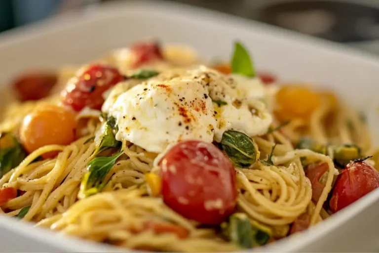 Spaghetti légumes grillés et burrata