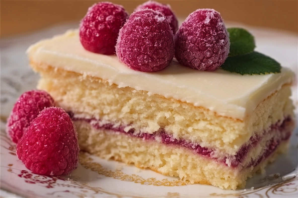 Gâteau aux amandes, mascarpone et framboises