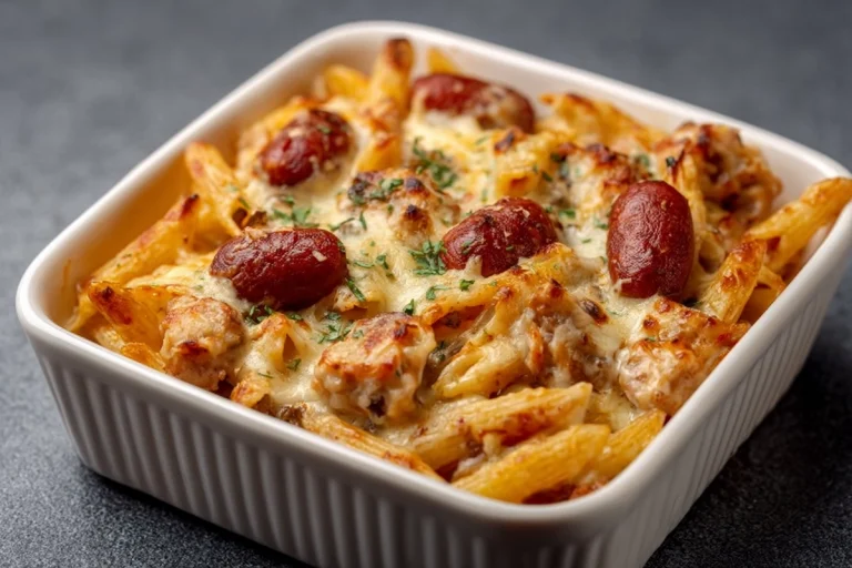 Gratin de Pâtes aux Trois Fromages et Tomates