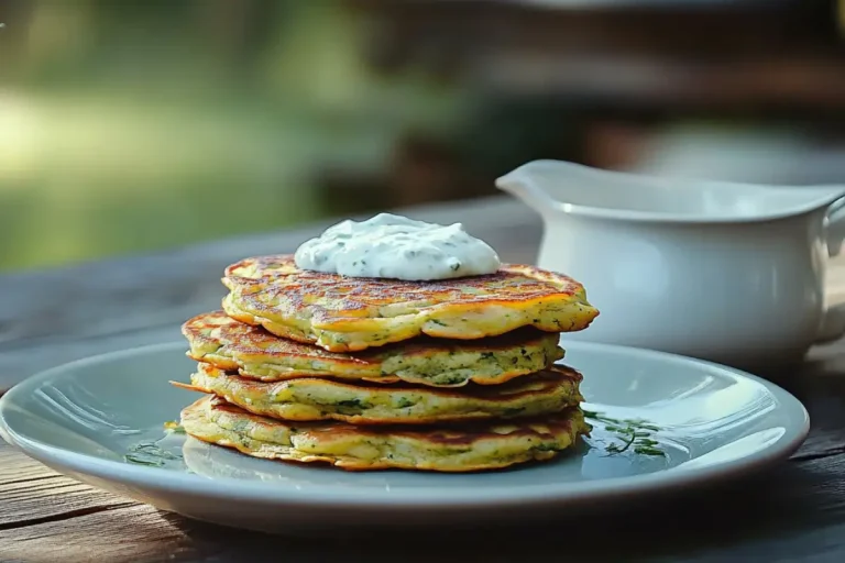 Pancakes de courgettes et sauce yaourt