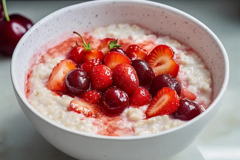 Porridge ultra rapide aux fraises et aux cerises