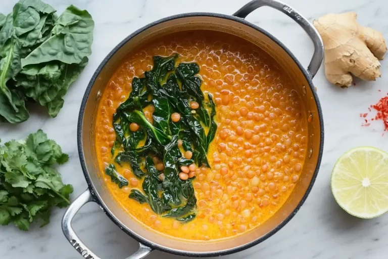 Curry de lentilles corail aux blettes
