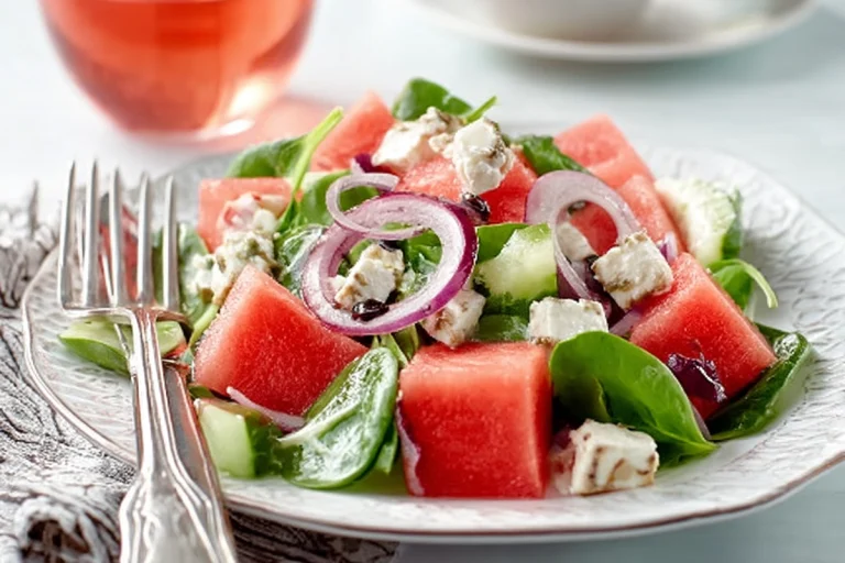 Salade de pastèque, concombre et feta