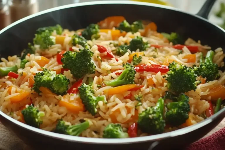 Riz sauté aux épices, brocoli et carottes