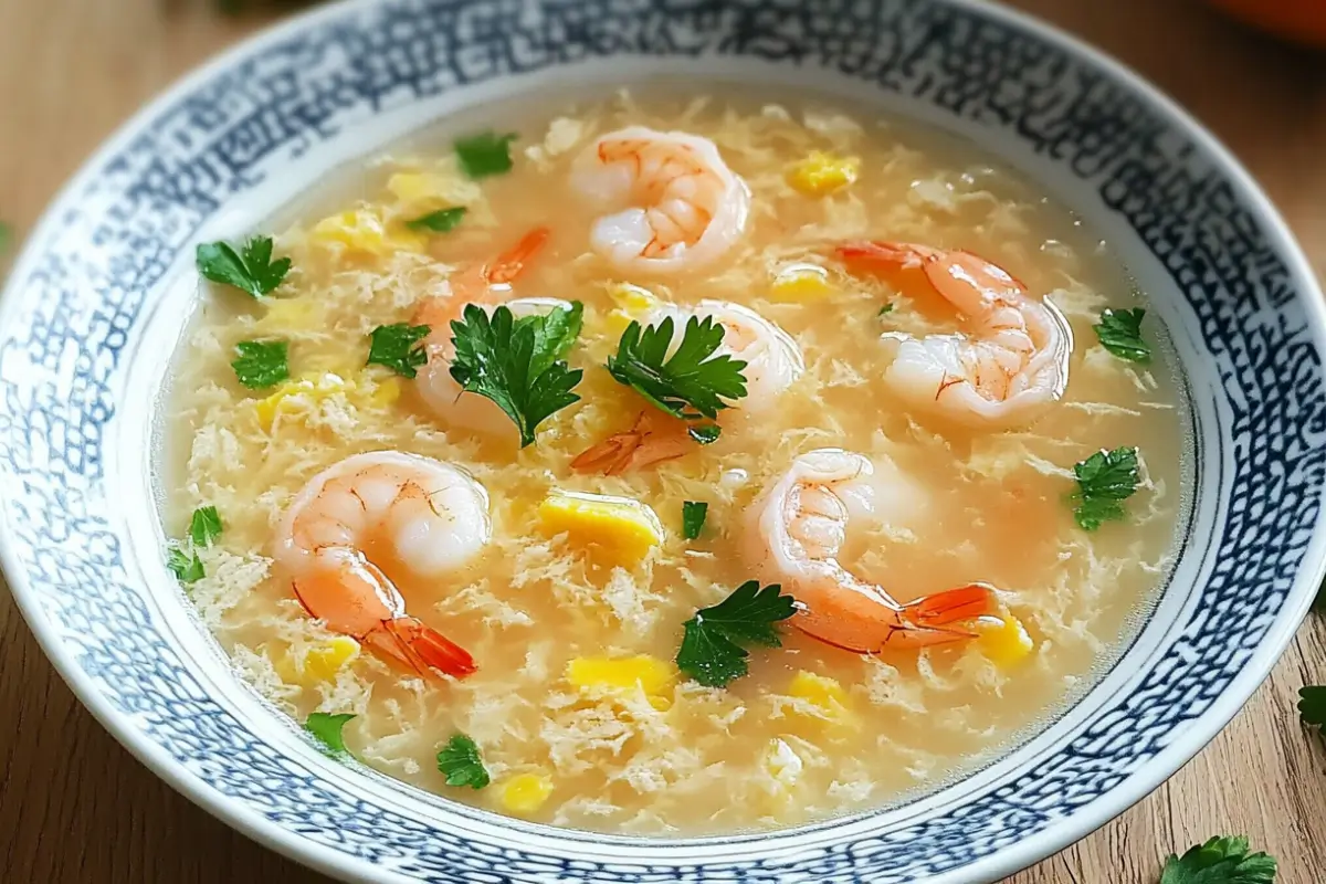 Soupe aux œufs et aux crevettes