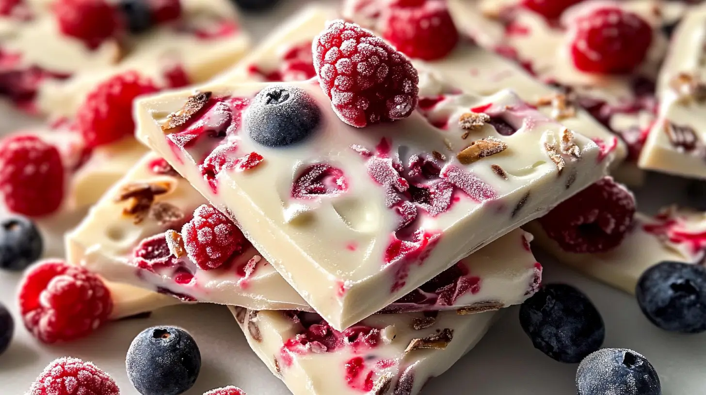 Écorce de yaourt glacé aux fruits et chocolat