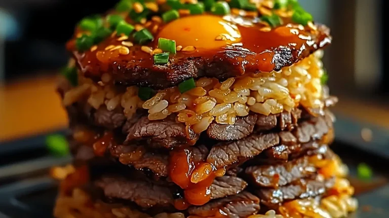 Pile de riz au bœuf et barbecue coréen