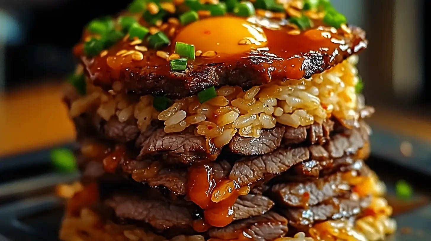 Pile de riz au bœuf et barbecue coréen