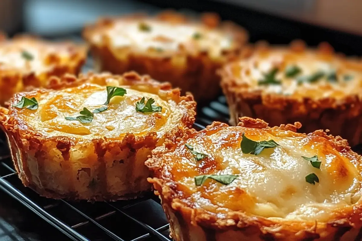 Coupes de quiche aux pommes de terre rissolées