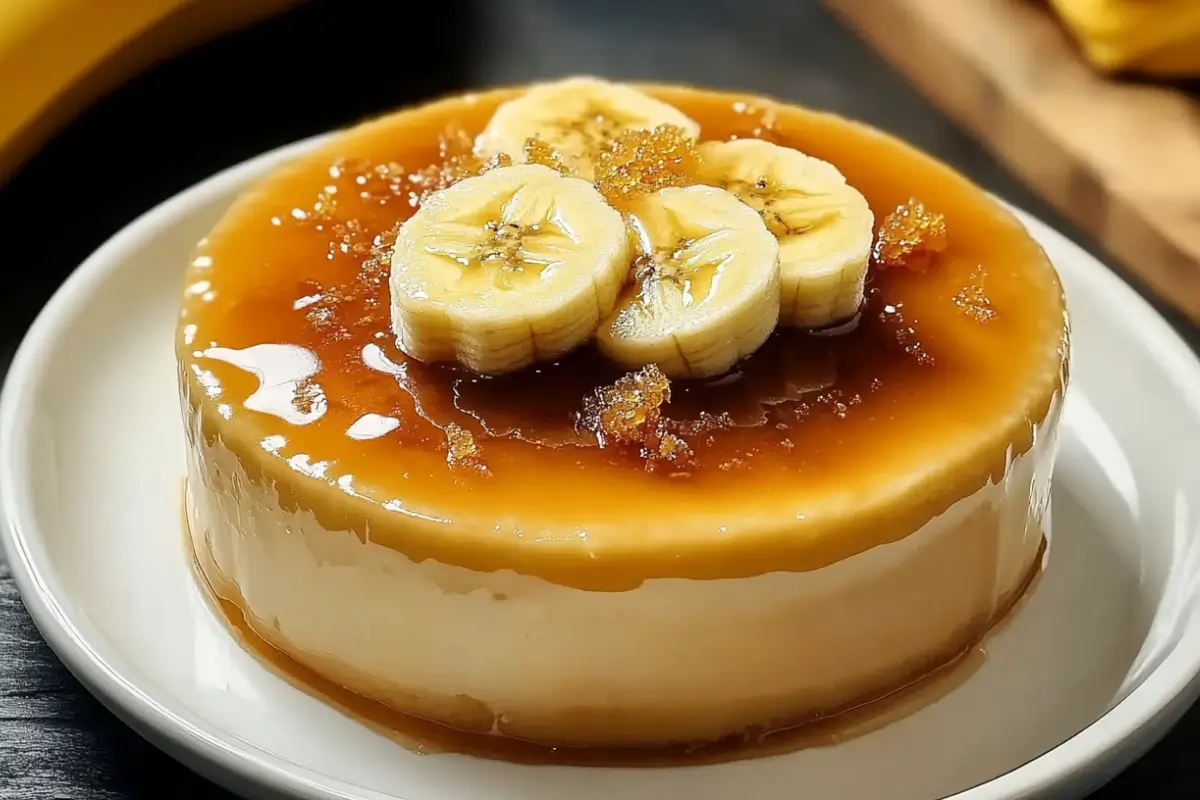 Crème anglaise à la banane et sauce caramel