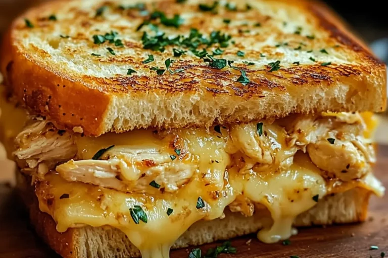 Sandwich au pain à l'ail et au poulet au fromage