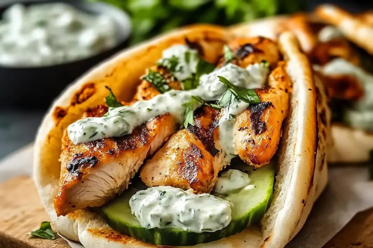 Gyros de poulet grec et sauce tzatziki maison
