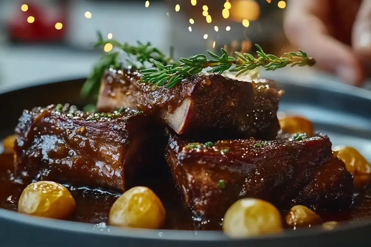 Côtes courtes braisées au vin sans gluten