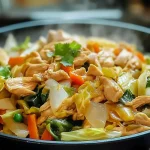 Sauté de chou chinois et poulet savoureux