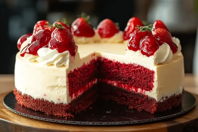 Cheesecake velours rouge à la fraise 🍓