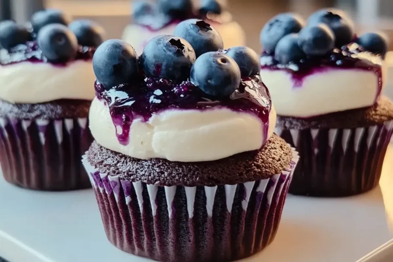 Cupcakes au fromage, bleuets et chocolat blanc