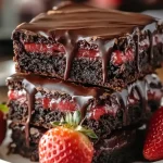 Brownies aux Fraises enrobés de Chocolat