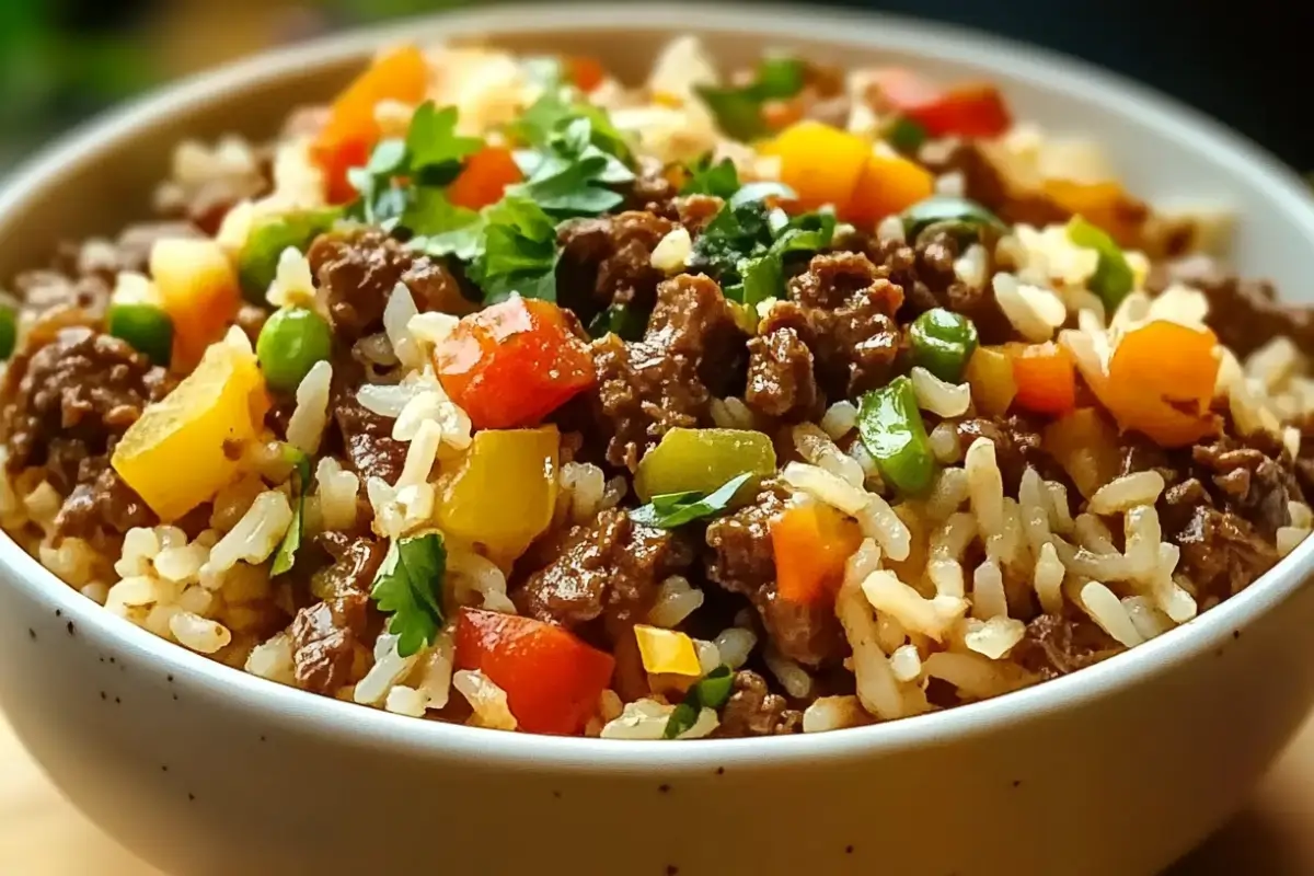 bol de riz au bœuf et au poivre