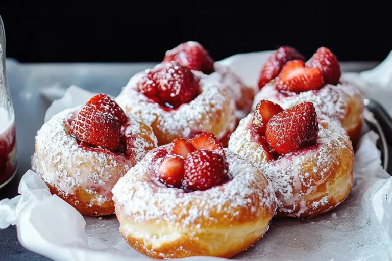 Beignets de Saint-Valentin aux fraises rôties et crème anglaise à la vanille 🍓💖