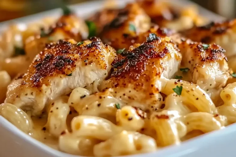 Macaroni au fromage et poulet au miel et au poivre