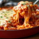 Gratin de pâtes aux trois fromages et tomates
