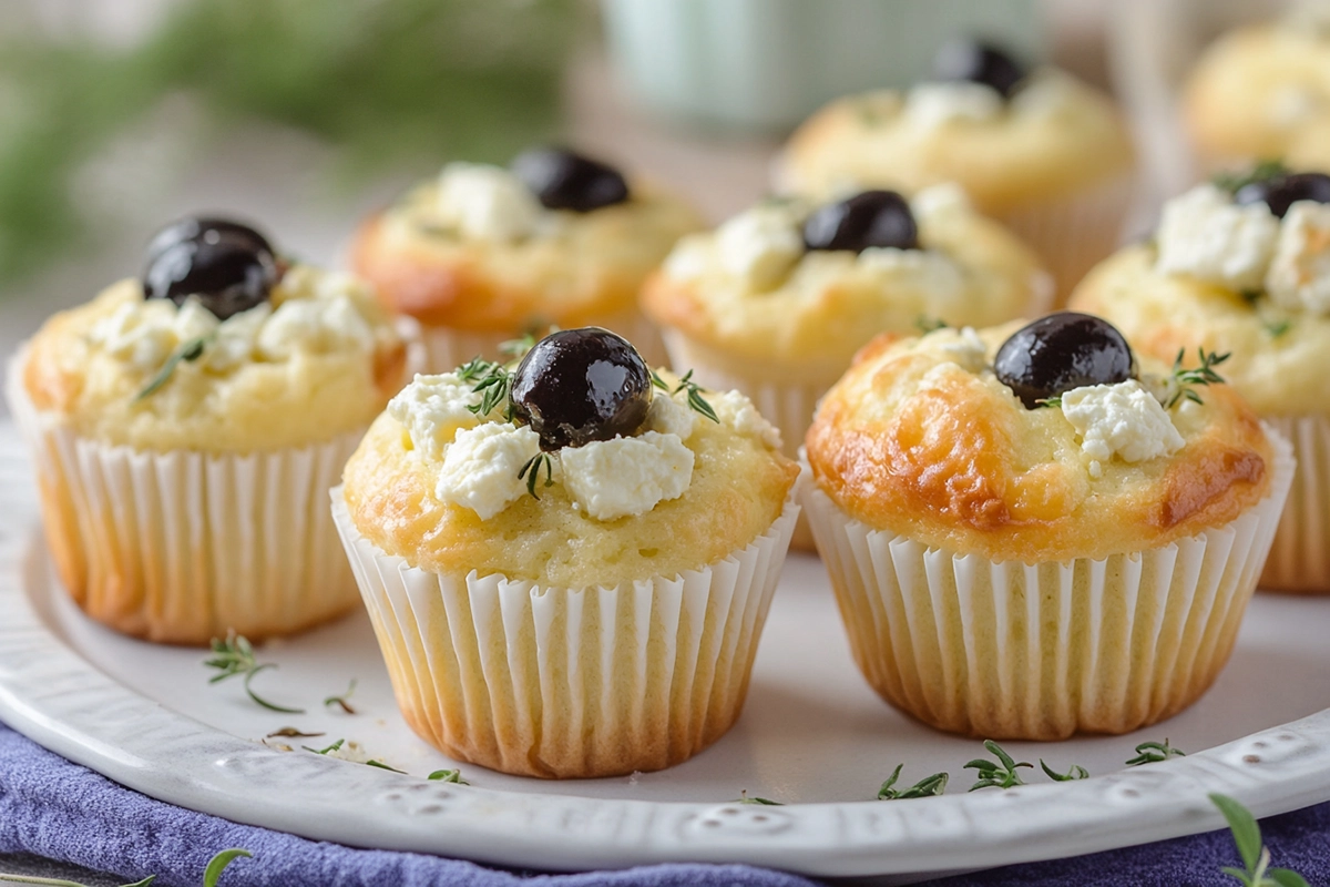 Mini muffins à la feta et aux olives noires
