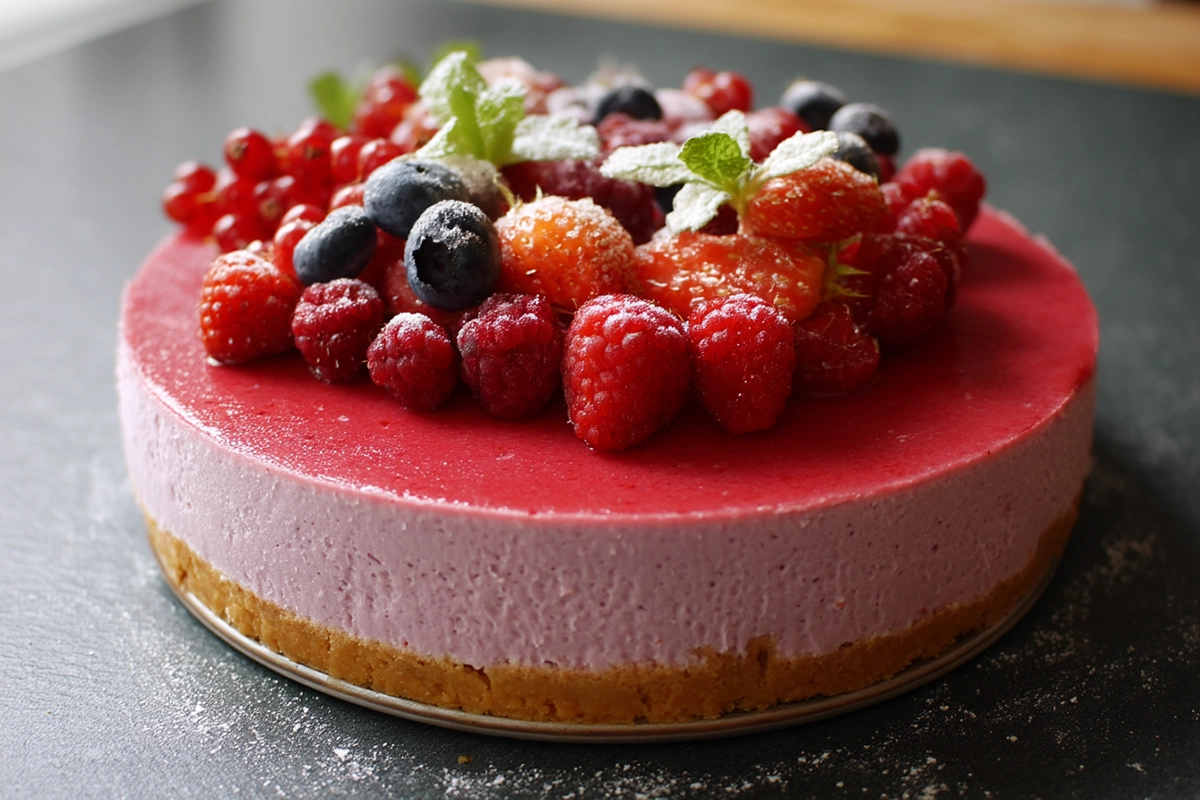Cheesecake sans cuisson aux fruits rouges