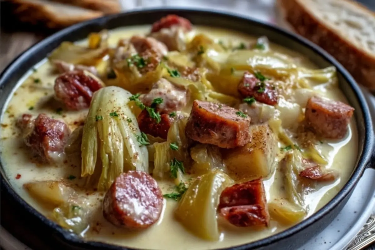 Fondue d’endives aux saucisses fumées