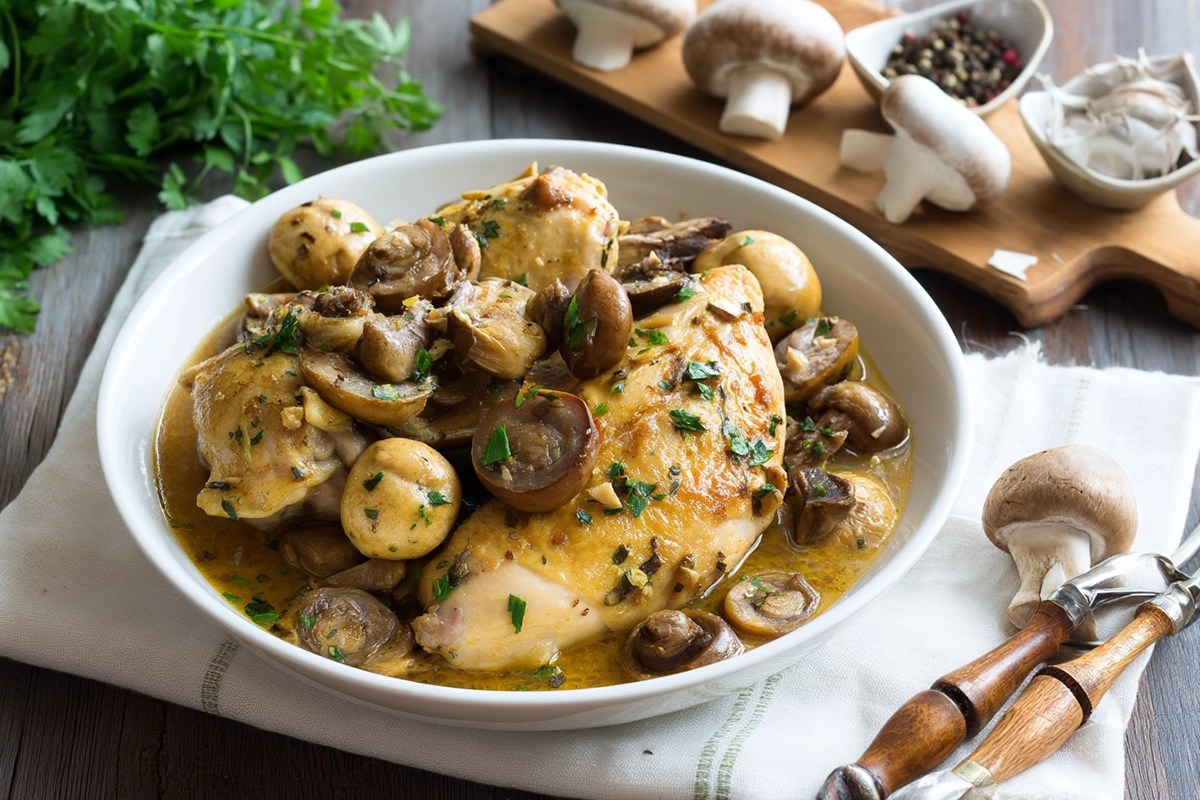 Poulet au Porto et champignons