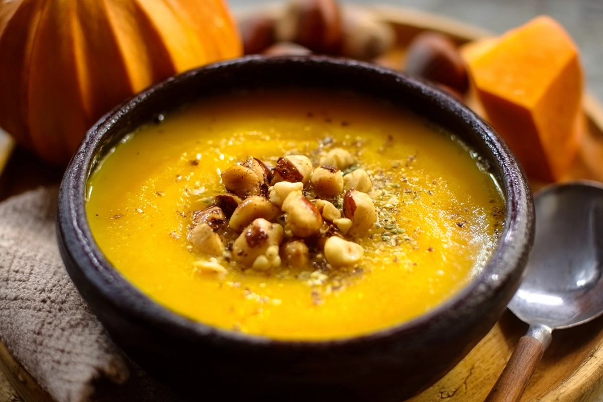 Soupe de potiron et châtaignes