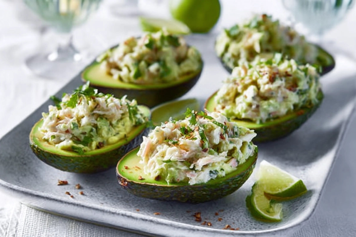 Avocat farci de thon fromage frais et noix
