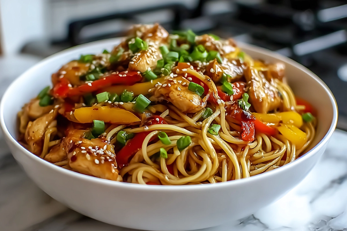 Nouilles Sautées au Poulet Caramélis