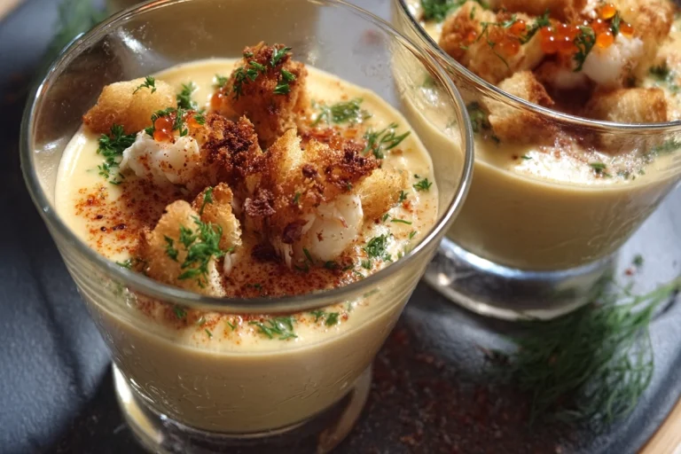 Panna Cotta Salée à la Bisque de Homard et Crevettes Flambées : L'Entrée Festive qui Fait Sensation