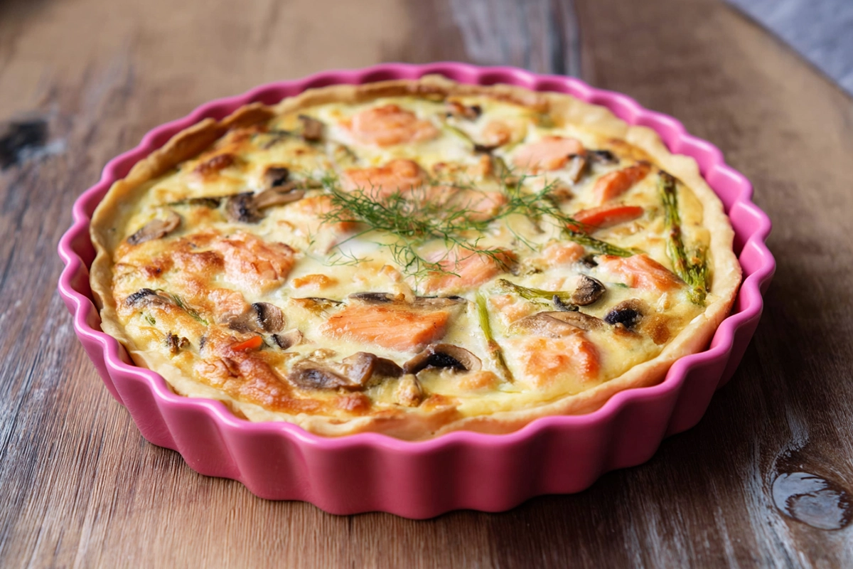 Quiche sans pâte au saumon fumé et aux asperges