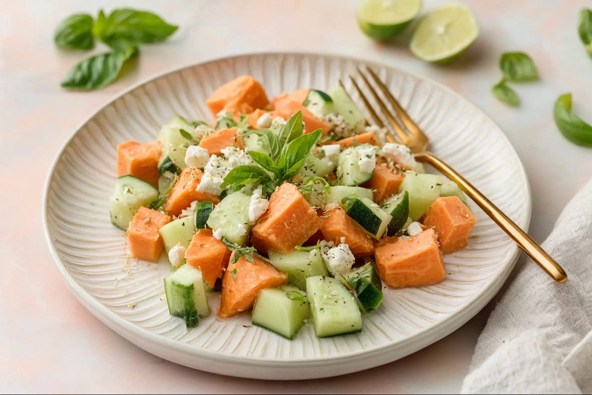 Salade de melon, concombre et feta