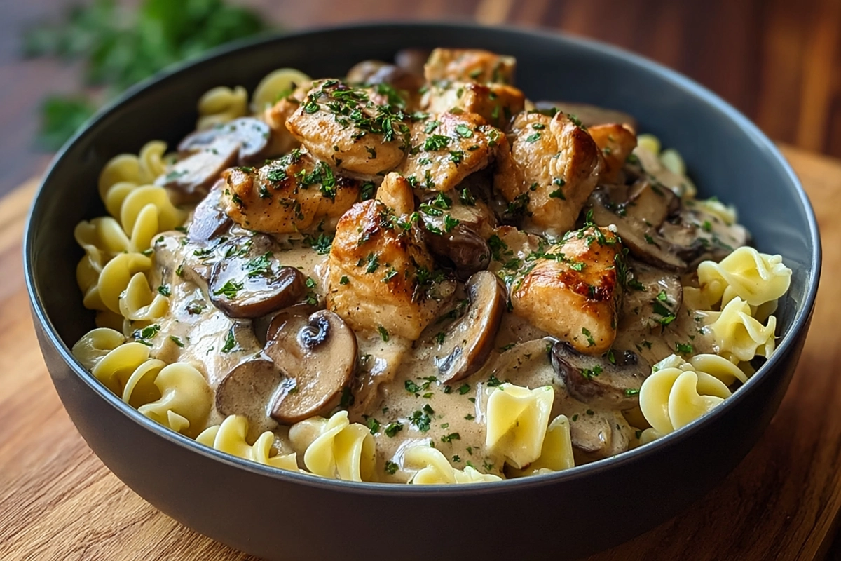 Stroganoff de poulet aux champignons