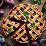 Tarte quadrillée aux prunes