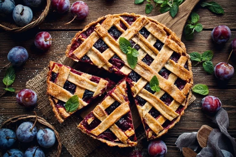 Tarte quadrillée aux prunes