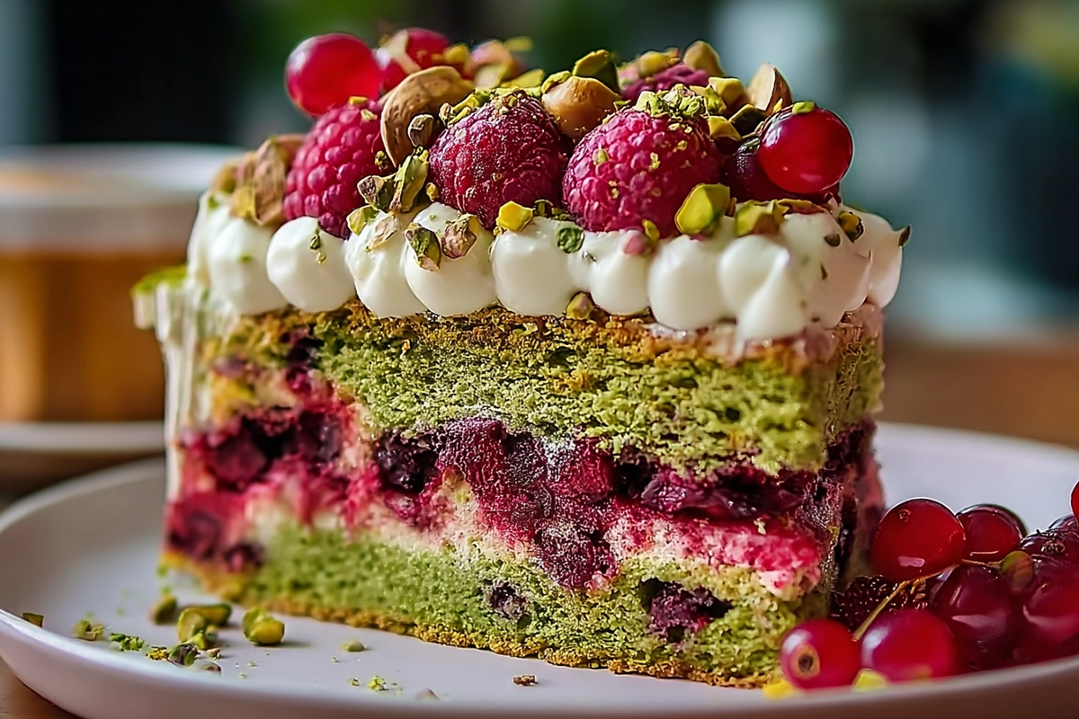gâteau pistache framboi
