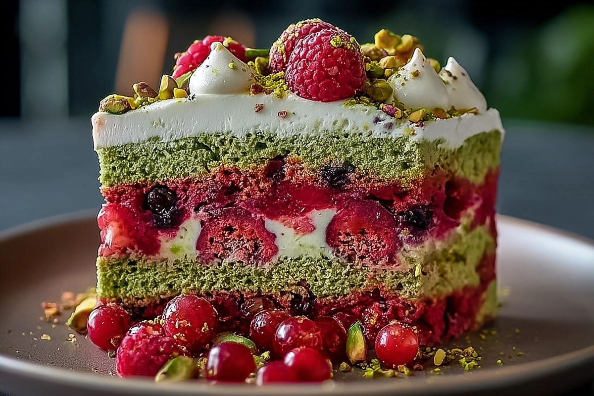 gâteau pistache framboise