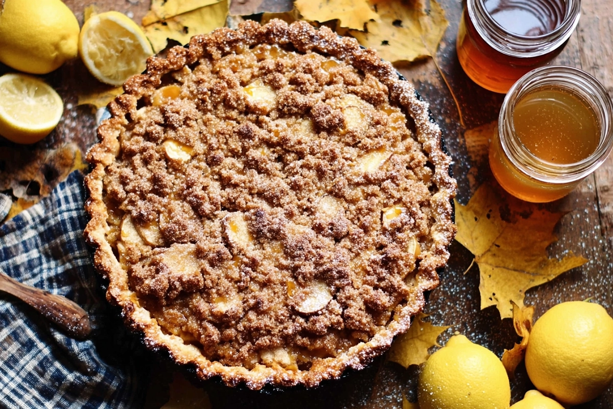 tarte crumble aux pommes et caramel beurre salé