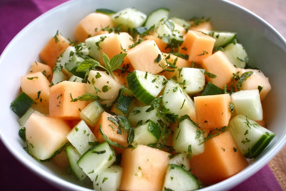 Salade melon concombre fêta