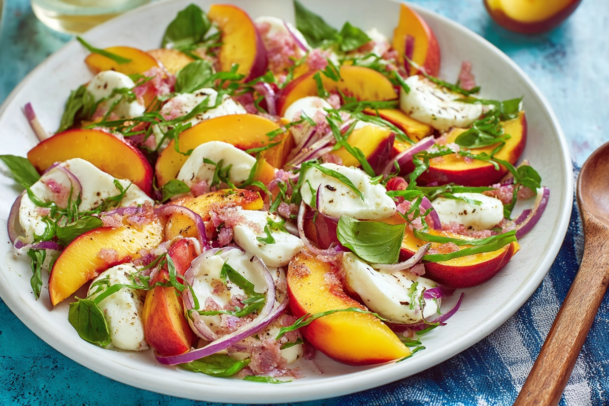 salade de pêches mozzarell