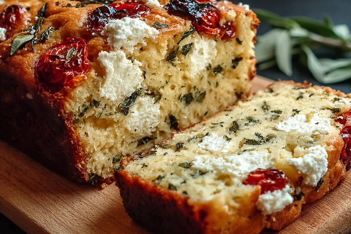 Cake salé aux tomates séchées, feta et basili