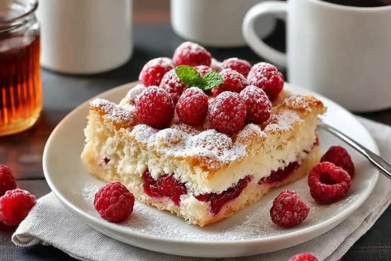 gâteau aux amandes, mascarpone et framboises