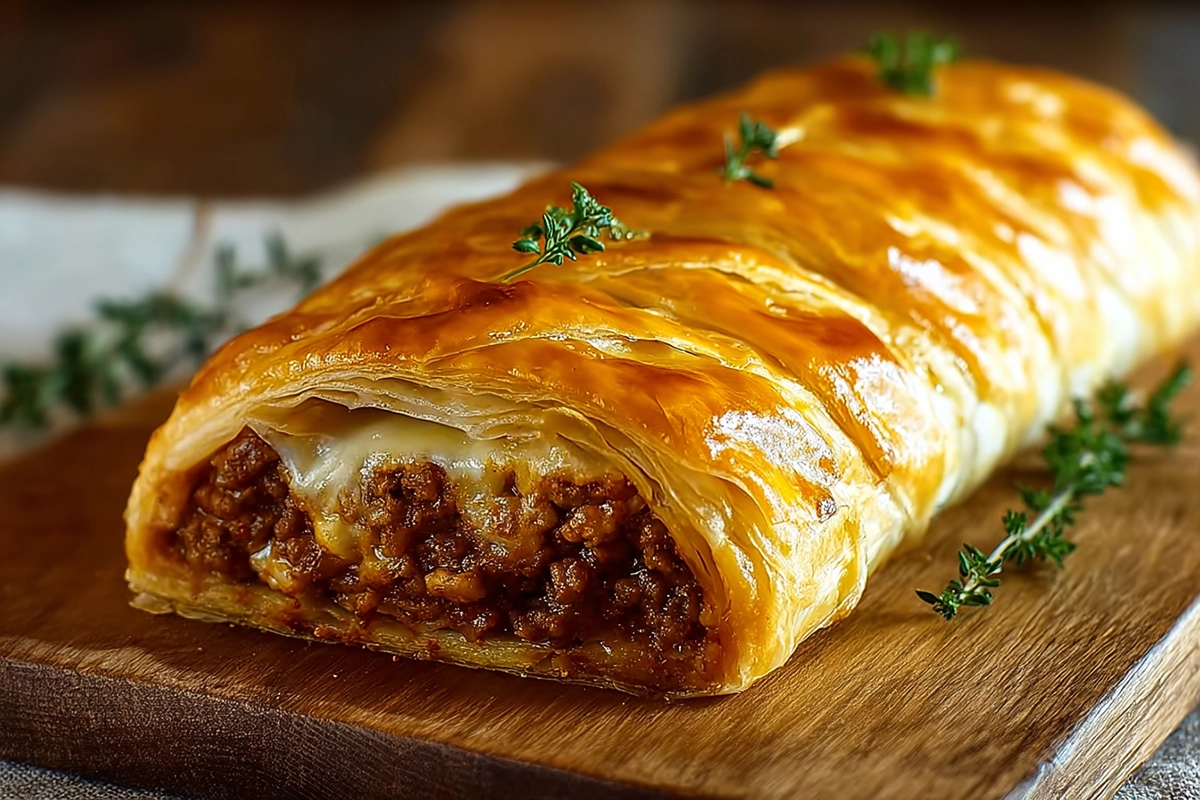 roulé feuilleté à la viande hachée