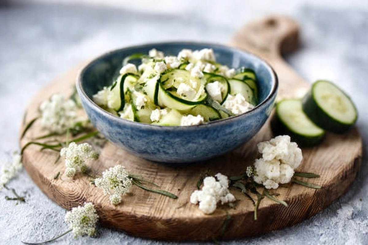 Salade de chou-fleur aux maïs et concombr